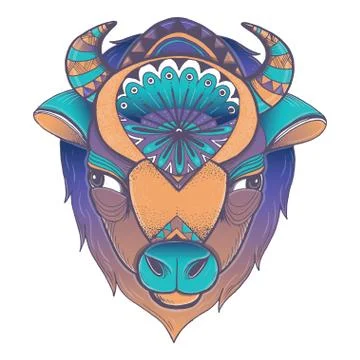 Vector poster with bison head Illustration