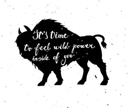 Vector poster with a bison. Stock Illustration