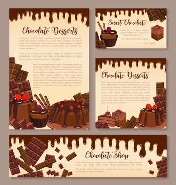 Vector poster for chocolate desserts bakery 스톡 일러스트