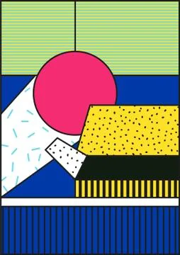 Vector poster, composition in 80 90 vintage style Stock Illustration