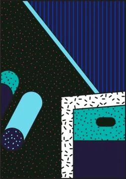 Vector poster, composition in 80 90 vintage style Stock Illustration