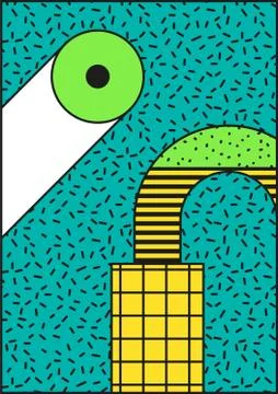 Vector poster, composition in 80 90 vintage style Stock Illustration