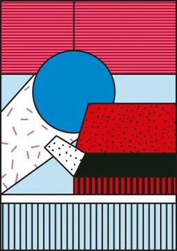 Vector poster, composition in 80 90 vintage style Stock Illustration