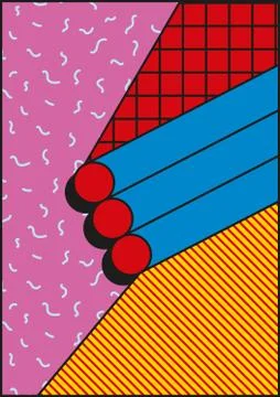 Vector poster, composition in 80 90 vintage style Stock Illustration