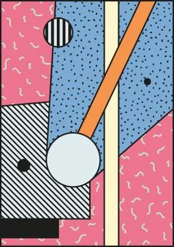 Vector poster, composition in 80 90 vintage style Stock Illustration