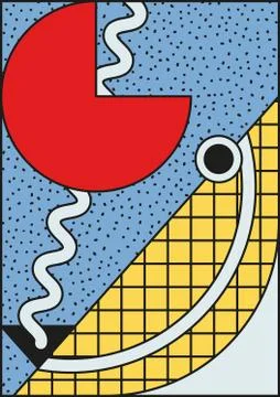 Vector poster, composition in 80 90 vintage style Stock Illustration