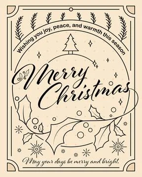 Vector poster design of a Christmas greeting card with Christmas ornaments in li Stock Illustration