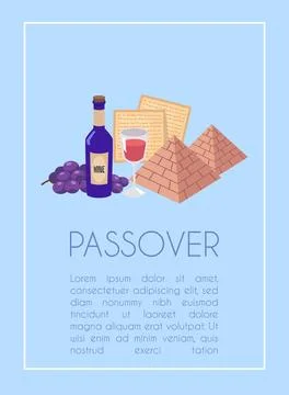 Vector poster for Easter decoration using motifs such as matzo, grapes and wine Stock Illustration