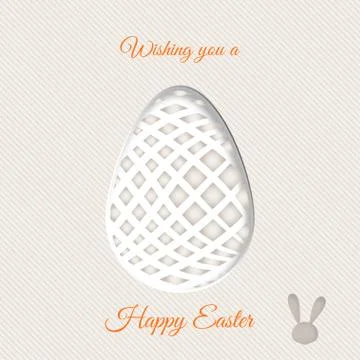 Vector poster of Easter egg with geometric gray pattern and shadow, rabbit .. Stock Illustration