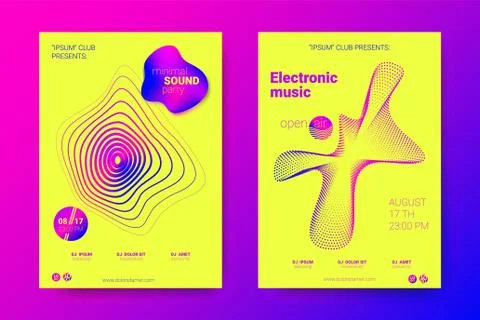 Vector Poster of Electronic Music Fest. Distorted Rounds. Illustrazione stock