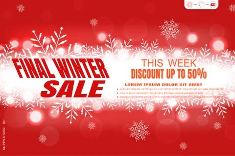 Vector poster for Final winter sale on the gradient red background with glo.. Stock Illustration