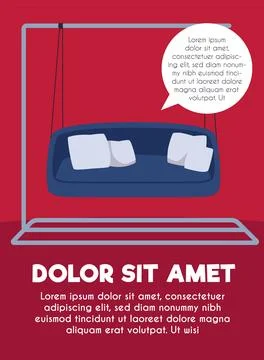 Vector poster with hanging sofa for home and garden. 스톡 일러스트