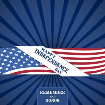 Vector poster for happy celebration of Independence Day with stripe with amer Stock Illustration