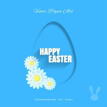 Vector poster of Happy Easter on the blue background with dangling silhouet.. Stock Illustration