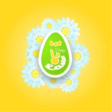 Vector poster of Happy Easter on the gradient yellow background with label,.. Stock Illustration