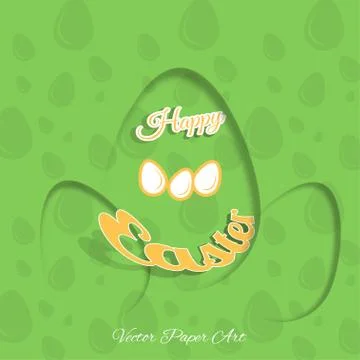 Vector poster of Happy Easter on the gradient green background with danglin.. Stock Illustration