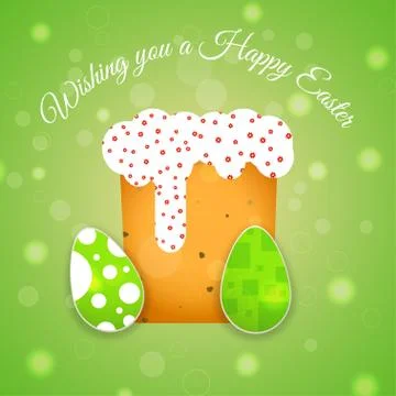 Vector poster of Happy Easter on the gradient green background with Easter .. Stock Illustration