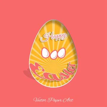 Vector poster of Happy Easter on the pink background with dangling silhouet.. Stock Illustration