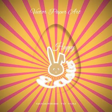 Vector poster of Happy Easter on the red background with dangling silhouett.. Stock Illustration