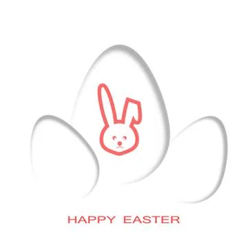 Vector poster of Happy Easter on the white background with red silhouette o.. Stock Illustration