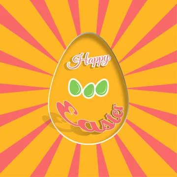 Vector poster of Happy Easter on the yellow background with dangling silhou.. Stock Illustration