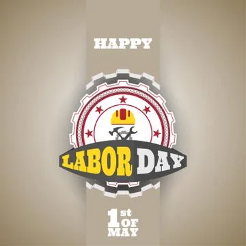 Vector poster of Happy Labor Day with label of gear, ribbon on the gradient.. Stock Illustration