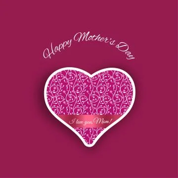 Vector poster of Happy Mother's Day on the gradient pink background, pink h.. Stock Illustration
