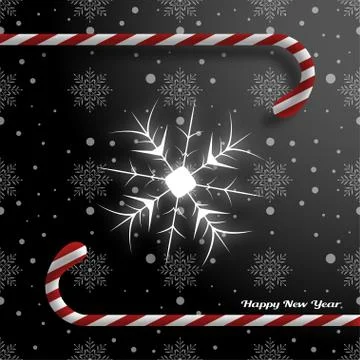 Vector poster for Happy New Year with snowflake label cut from paper wit shad Stock Illustration