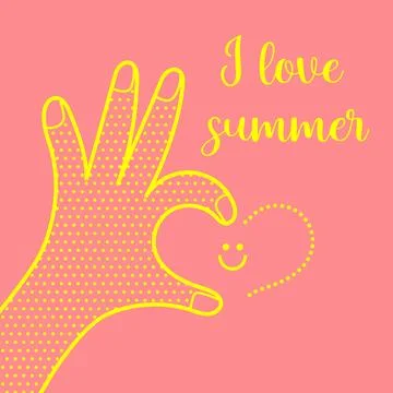Vector Poster I love summer Hand shows OK sign Banner for summer design Stock Illustration