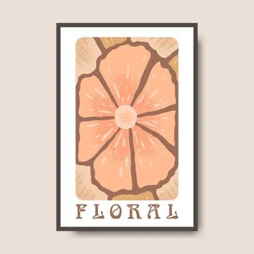 Vector poster illustration with abstract hand drawn flower and lettering is.. Stock Illustration