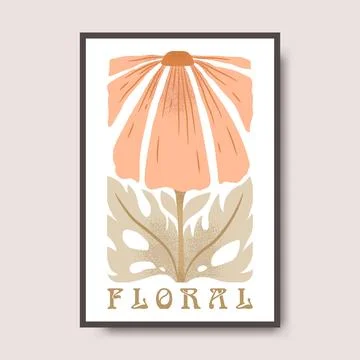 Vector poster illustration with abstract hand drawn flower and lettering is.. Stock Illustration