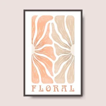 Vector poster illustration with abstract hand drawn flowers and lettering i.. Stockillustratie