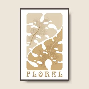 Vector poster illustration with abstract hand drawn monstera leaves and let.. Stock Illustration
