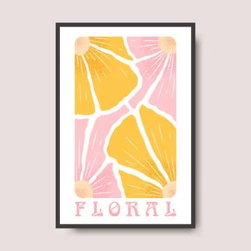 Vector poster illustration with abstract hand drawn flower and lettering is.. Stock Illustration