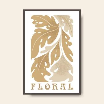 Vector poster illustration with abstract hand drawn leaves and lettering is.. Stock Illustration