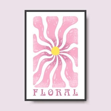 Vector poster illustration with abstract hand drawn flower and lettering is.. Stock Illustration