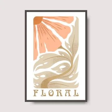 Vector poster illustration with hand drawn abstract flower and lettering is.. Stockillustratie
