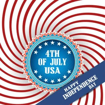 Vector poster of Independence Day with blue label with mesh and stripe on the Stock Illustration
