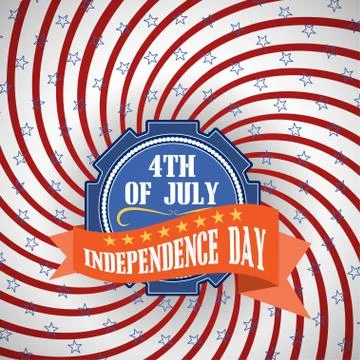 Vector poster of Independence Day with blue label and red stripe on the backg Stock Illustration