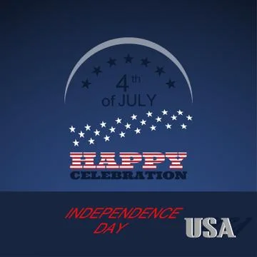 Vector poster of Independence Day with color text label on the dark blue back Stock Illustration