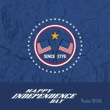 Vector poster of Independence Day with flat label and oblique text on the dar Stock Illustration