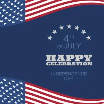 Vector poster of Independence Day with text, stars, american flag on the dark Stock Illustration
