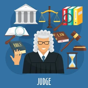 Vector poster of judge profession or advocacy 스톡 일러스트