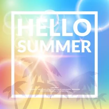 Vector poster with lettering Hello summer Stock Illustration