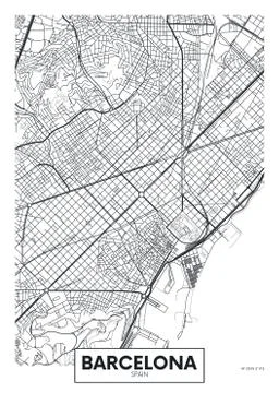 Vector poster map city Barcelona イラスト素材