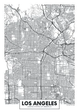 Vector poster map city Los Angeles Stock Illustration