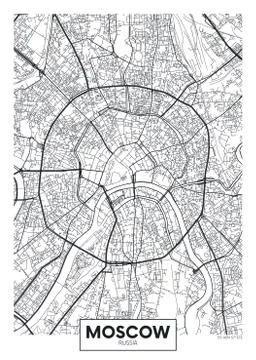 Vector poster map city Moscow Stock Illustration
