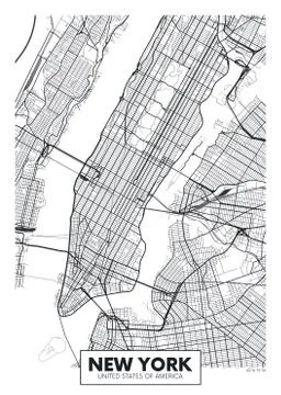 Vector poster map city New York Stock Illustration