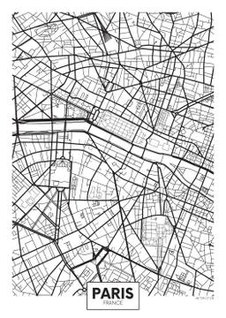 Vector poster map city Paris 스톡 일러스트