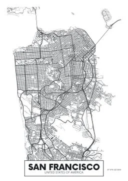 Vector poster map city San Francisco Stock Illustration